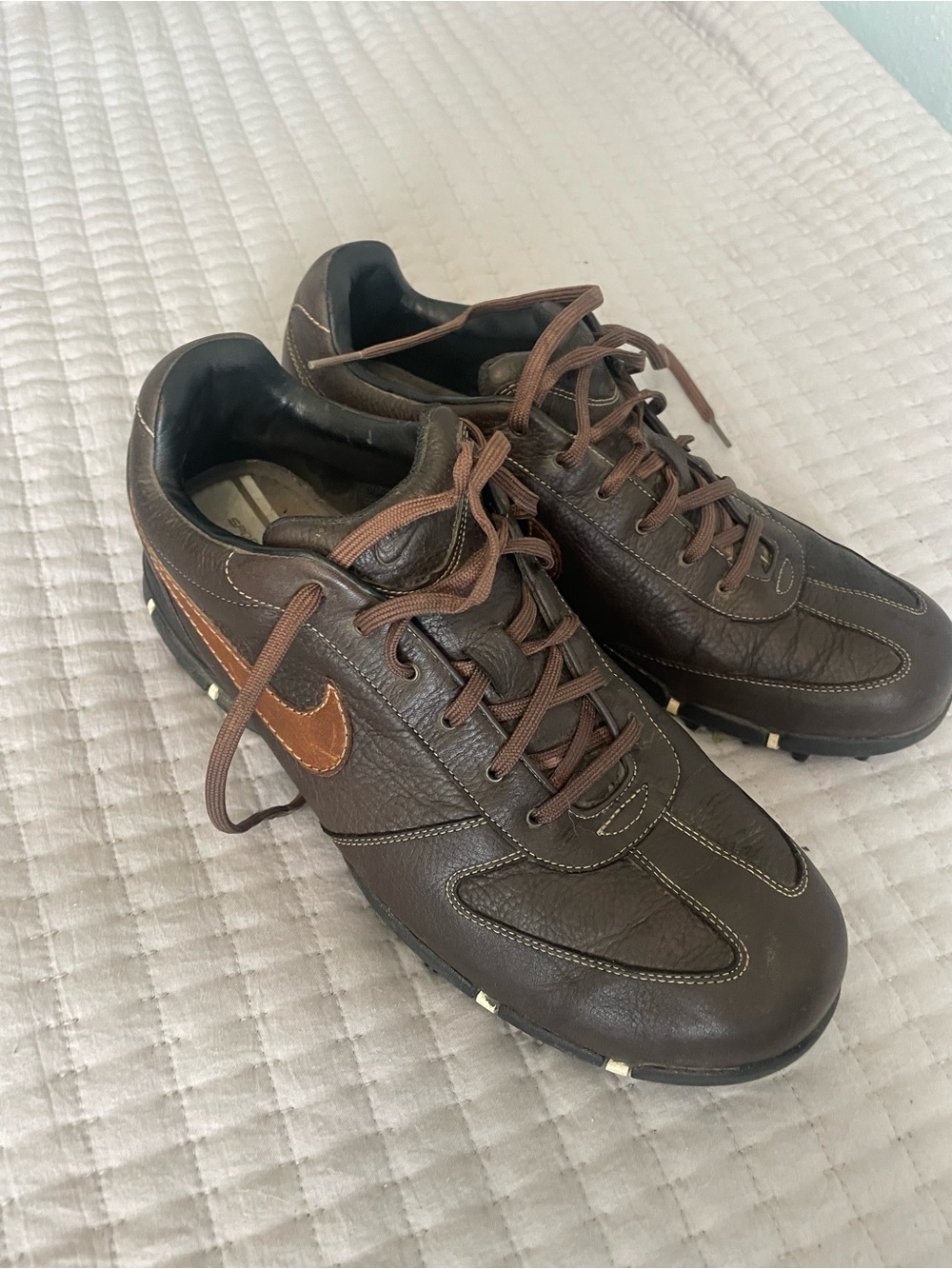 Nike Sport Performance Golf Shoes Men’s 10.5 Brown Leather Spiked